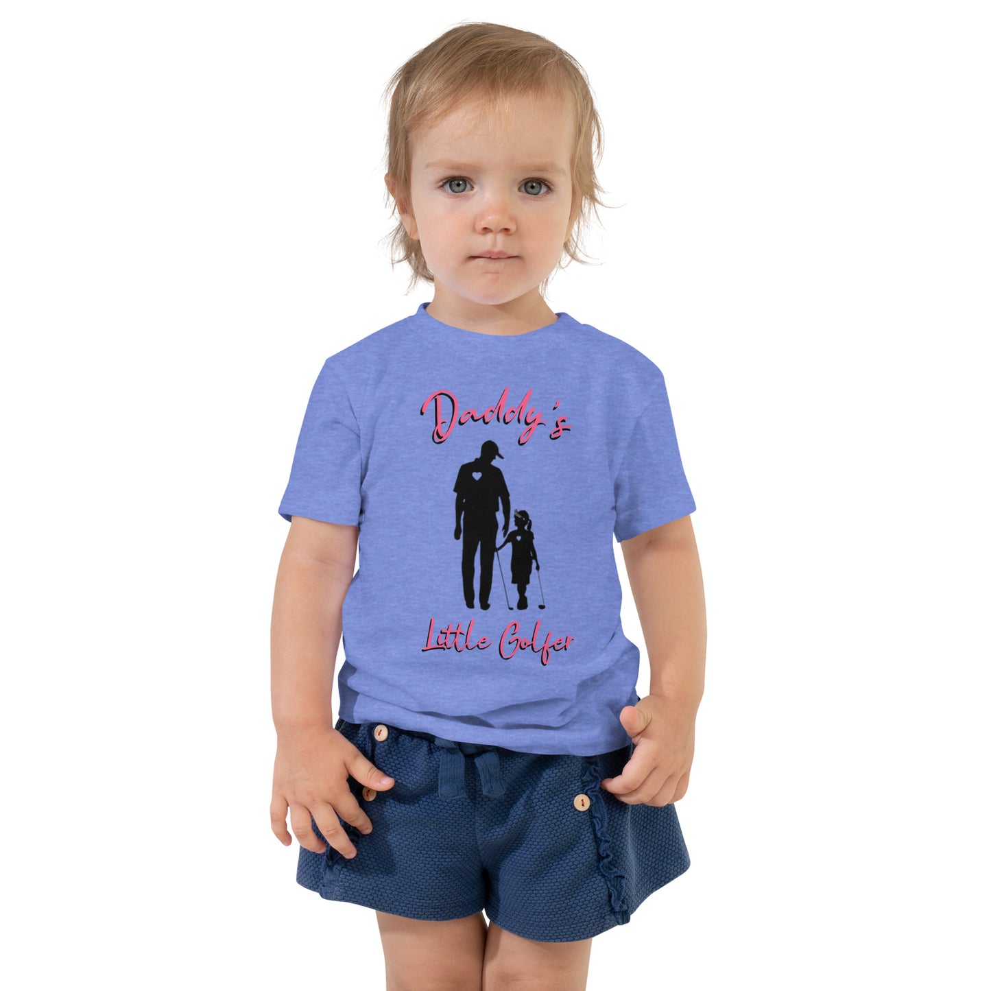Toddler Short Sleeve Tee "Daddy's Little Golfer" DG (Black Logo w/Pink Text)