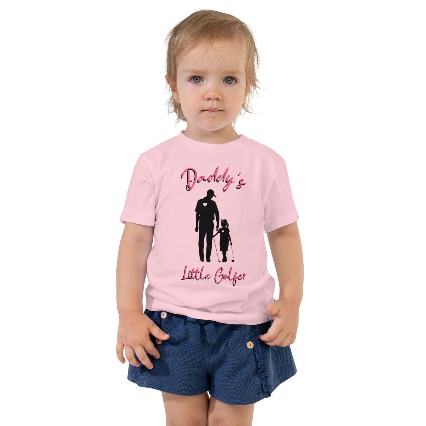 Toddler Short Sleeve Tee "Daddy's Little Golfer" DG (Black Logo w/Pink Text)