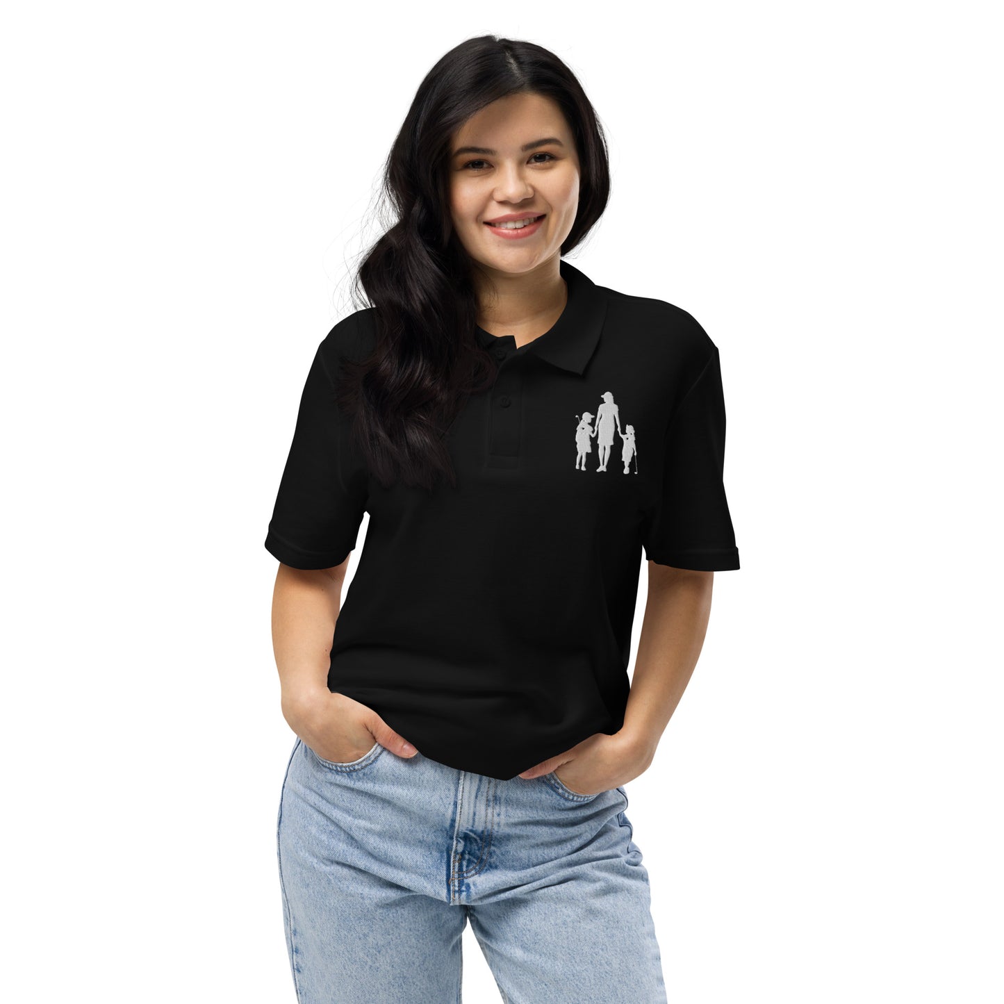 Womens pique polo shirt GMG (White Logo)