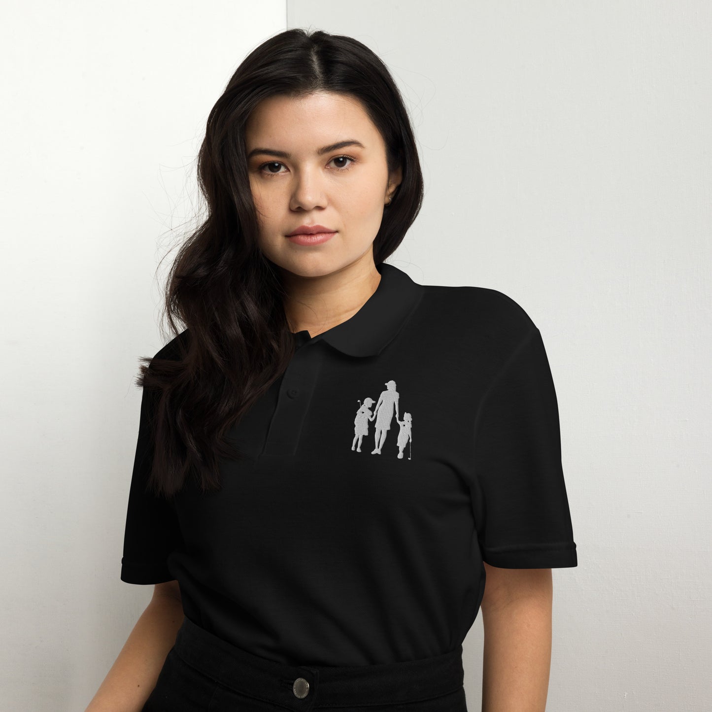 Womens pique polo shirt GMG (White Logo)