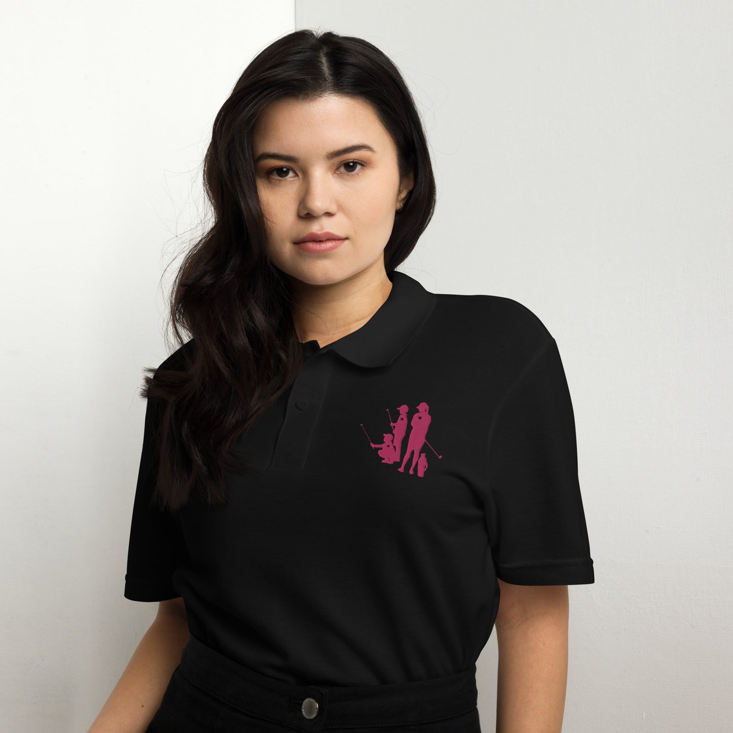 Womens pique polo shirt BBM_A (Pink Logo)