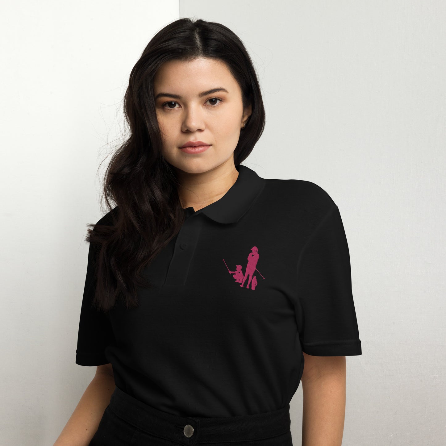Womens pique polo shirt BM_A (Pink Logo)