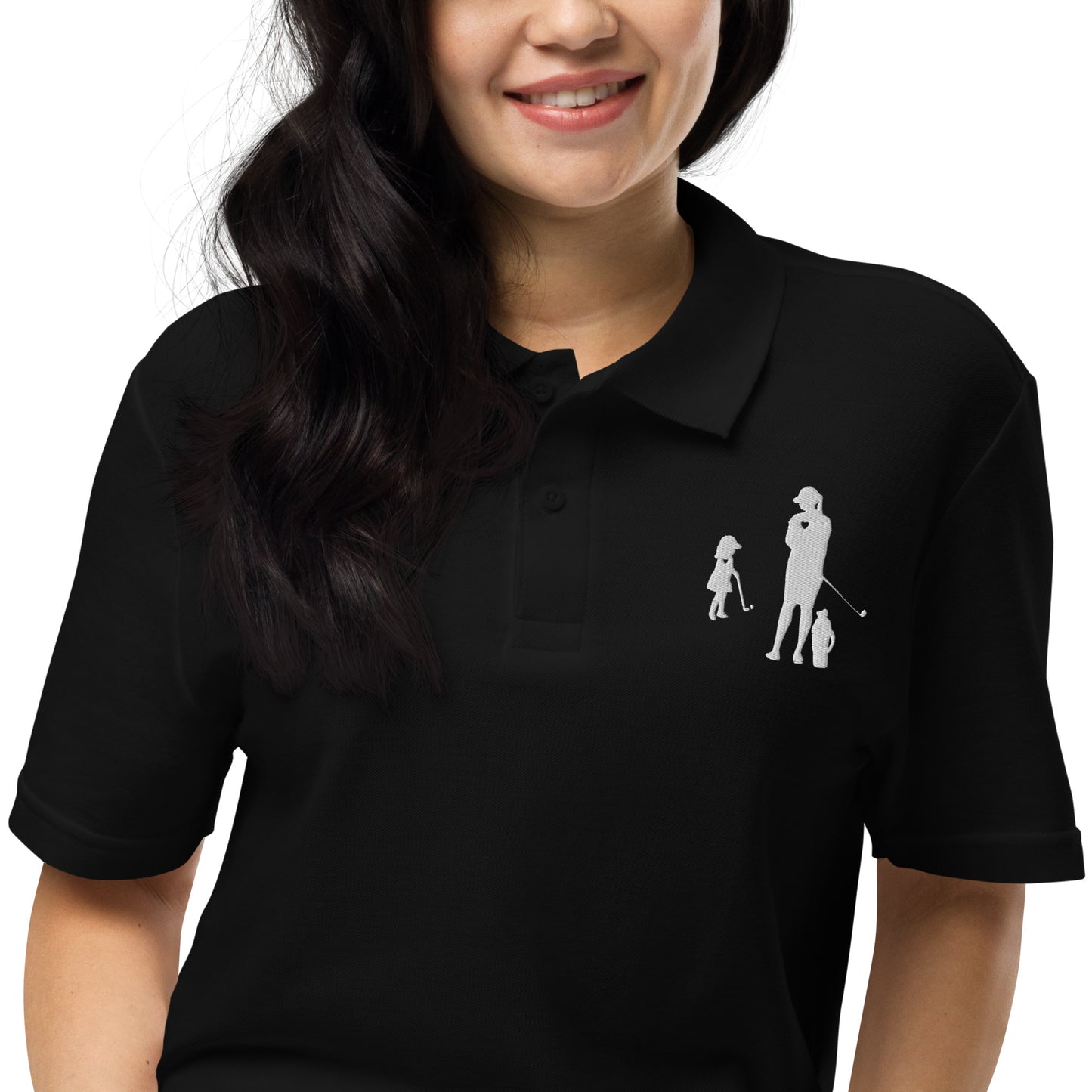 Womens pique polo shirt GM (White Logo)