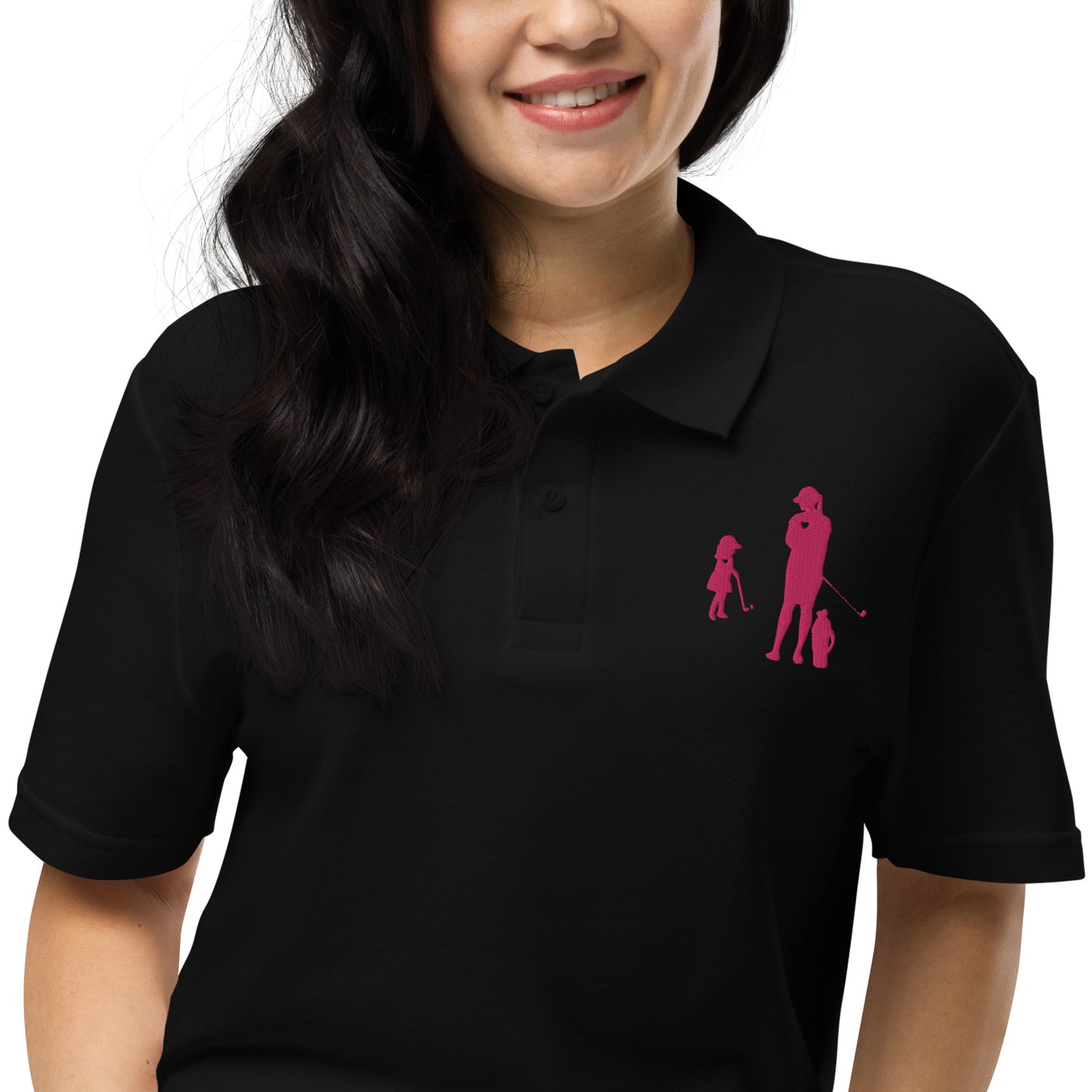 Womens pique polo shirt GM (Pink Logo)