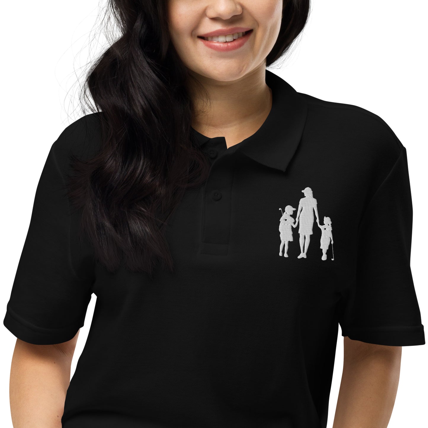 Womens pique polo shirt GMG (White Logo)