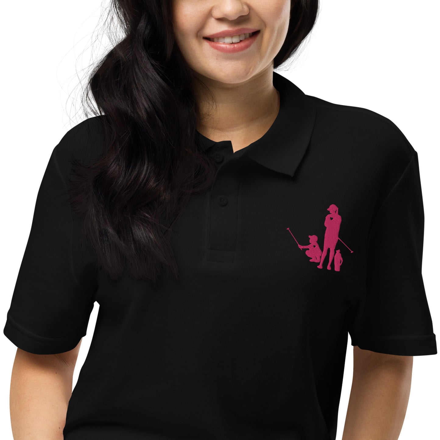 Womens pique polo shirt BM_A (Pink Logo)