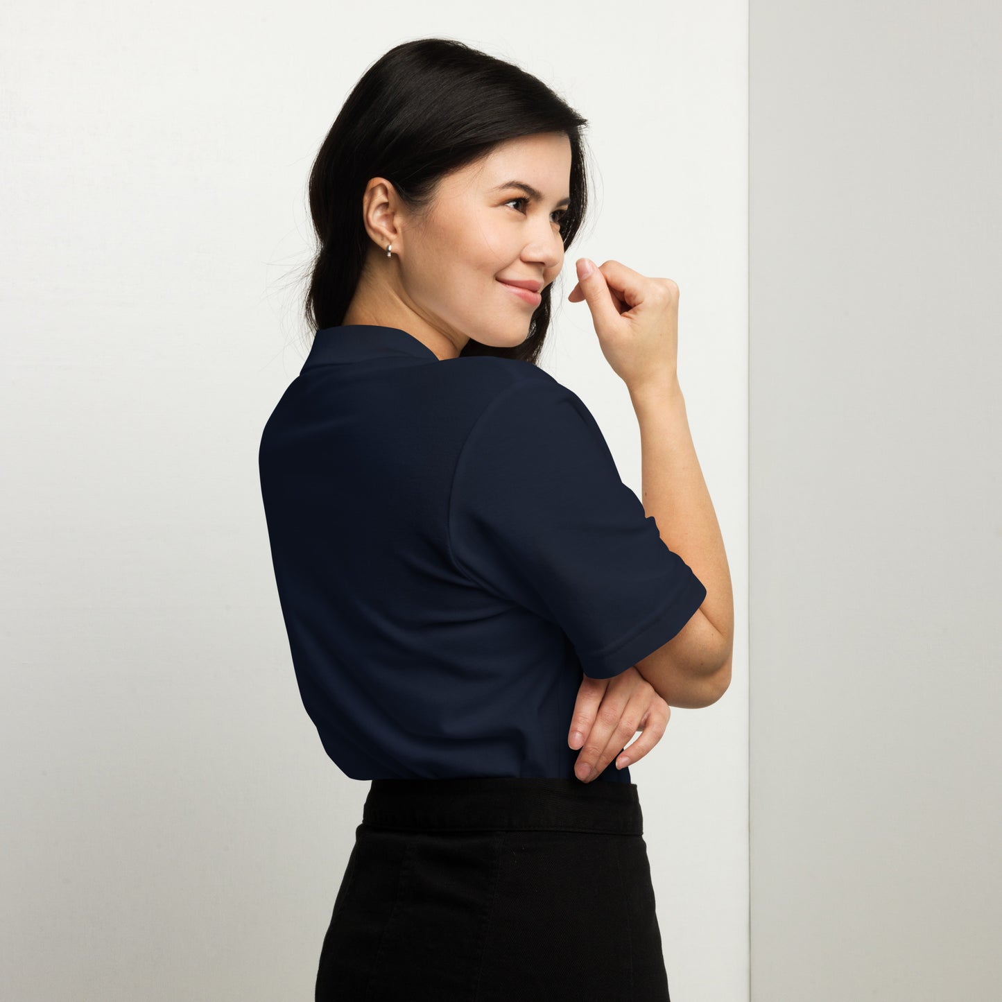 Womens pique polo shirt BBM_A (Black Logo)