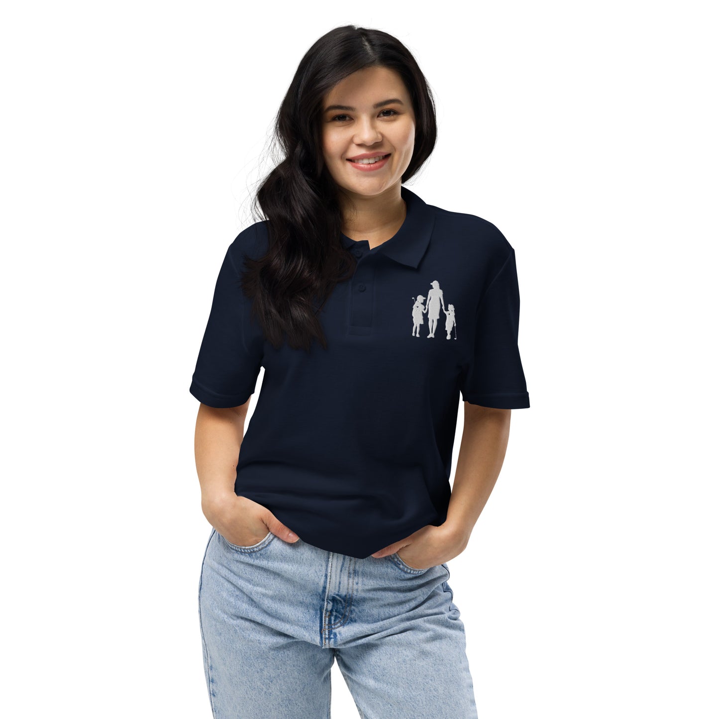 Womens pique polo shirt GMG (White Logo)