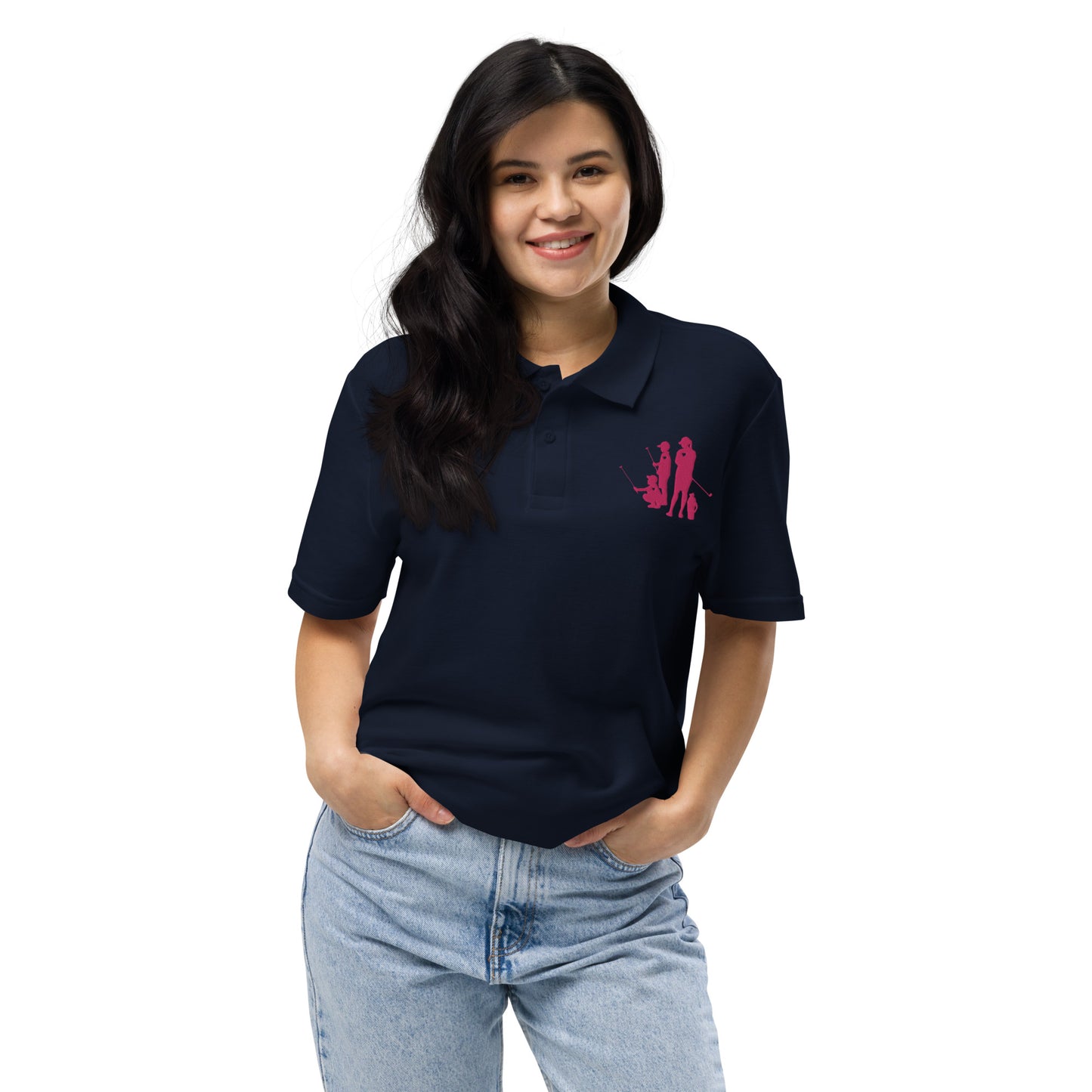 Womens pique polo shirt BBM_A (Pink Logo)