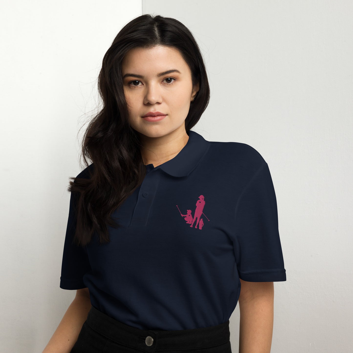 Womens pique polo shirt BM_A (Pink Logo)