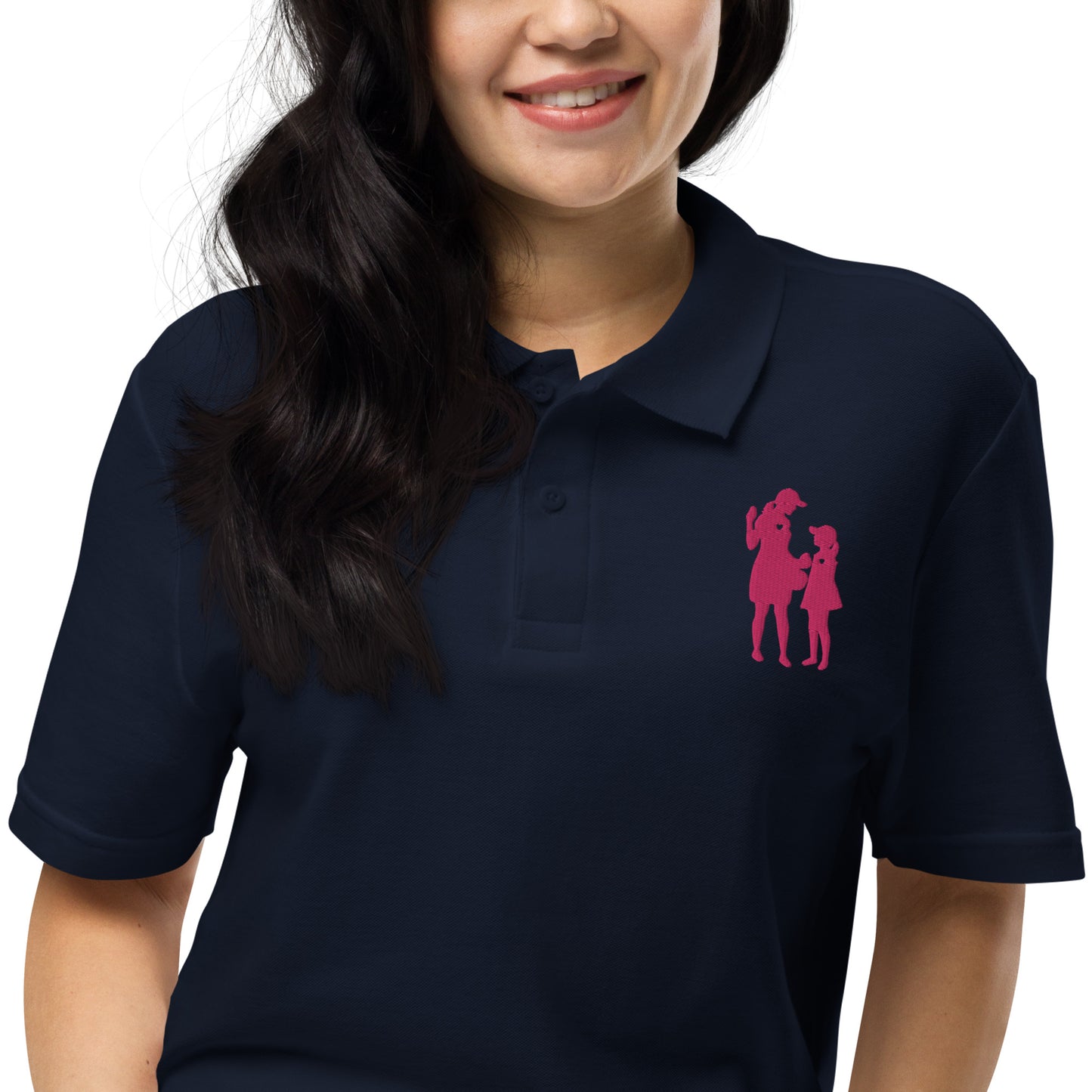 Womens pique polo shirt MG (Pink Logo)