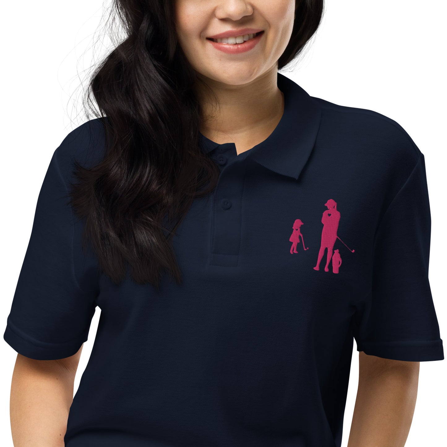 Womens pique polo shirt GM (Pink Logo)