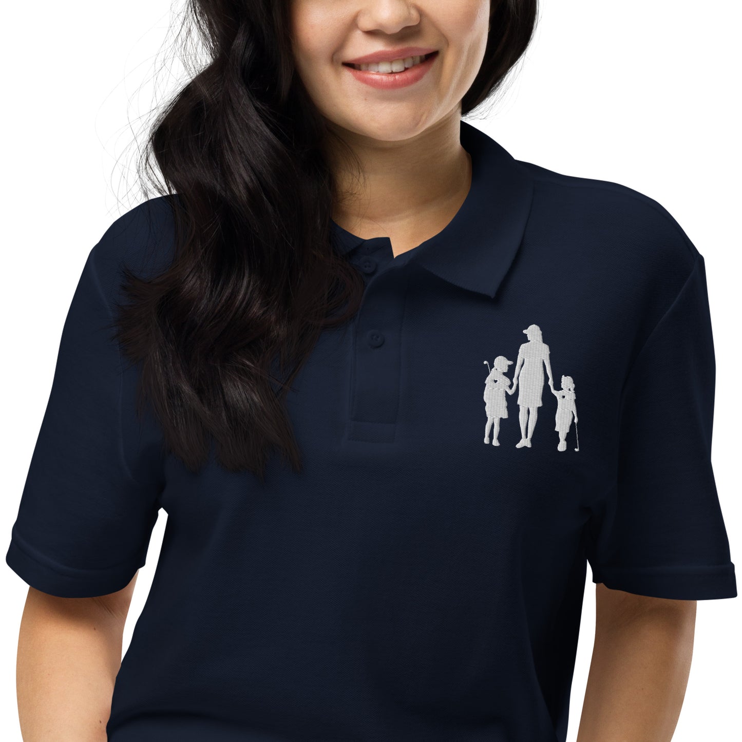 Womens pique polo shirt GMG (White Logo)