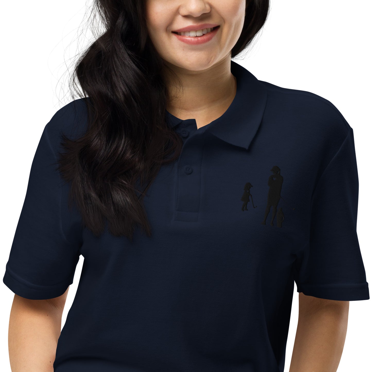 Womens pique polo shirt GM (Black Logo)