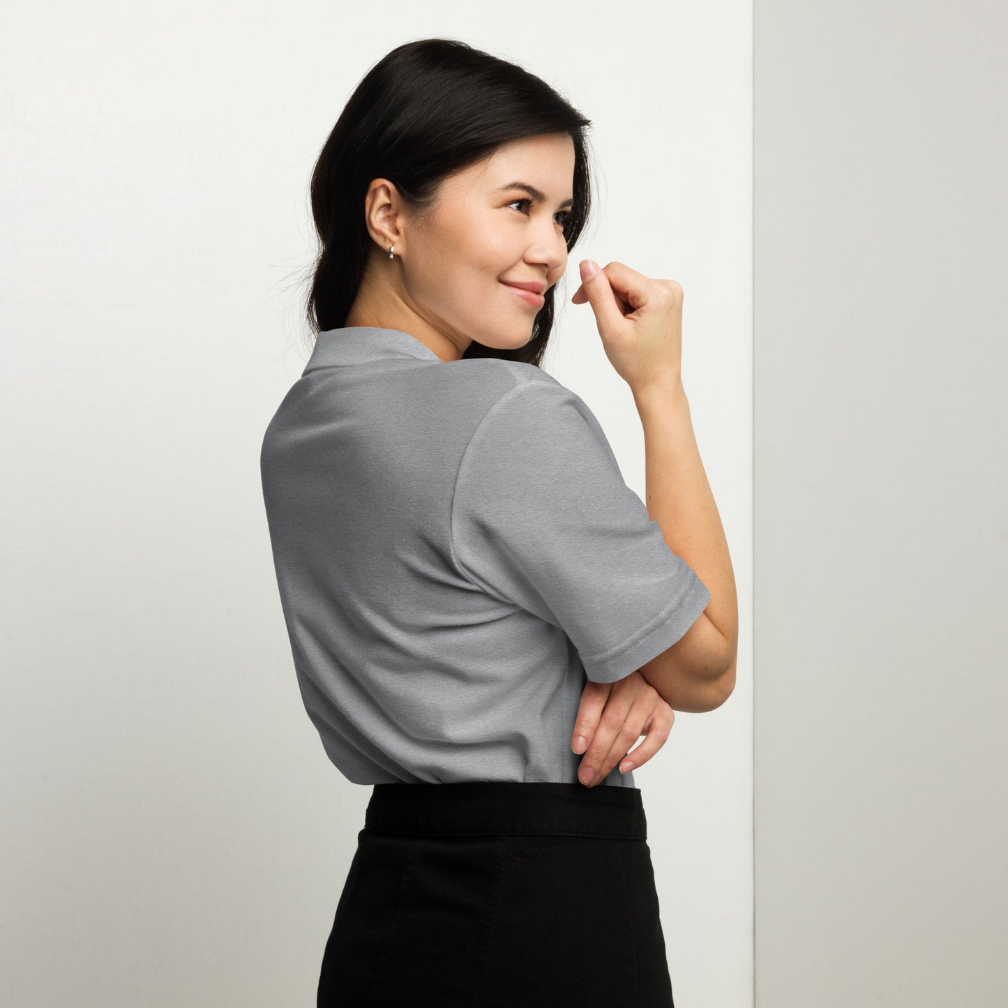 Womens pique polo shirt BBM_A (Black Logo)