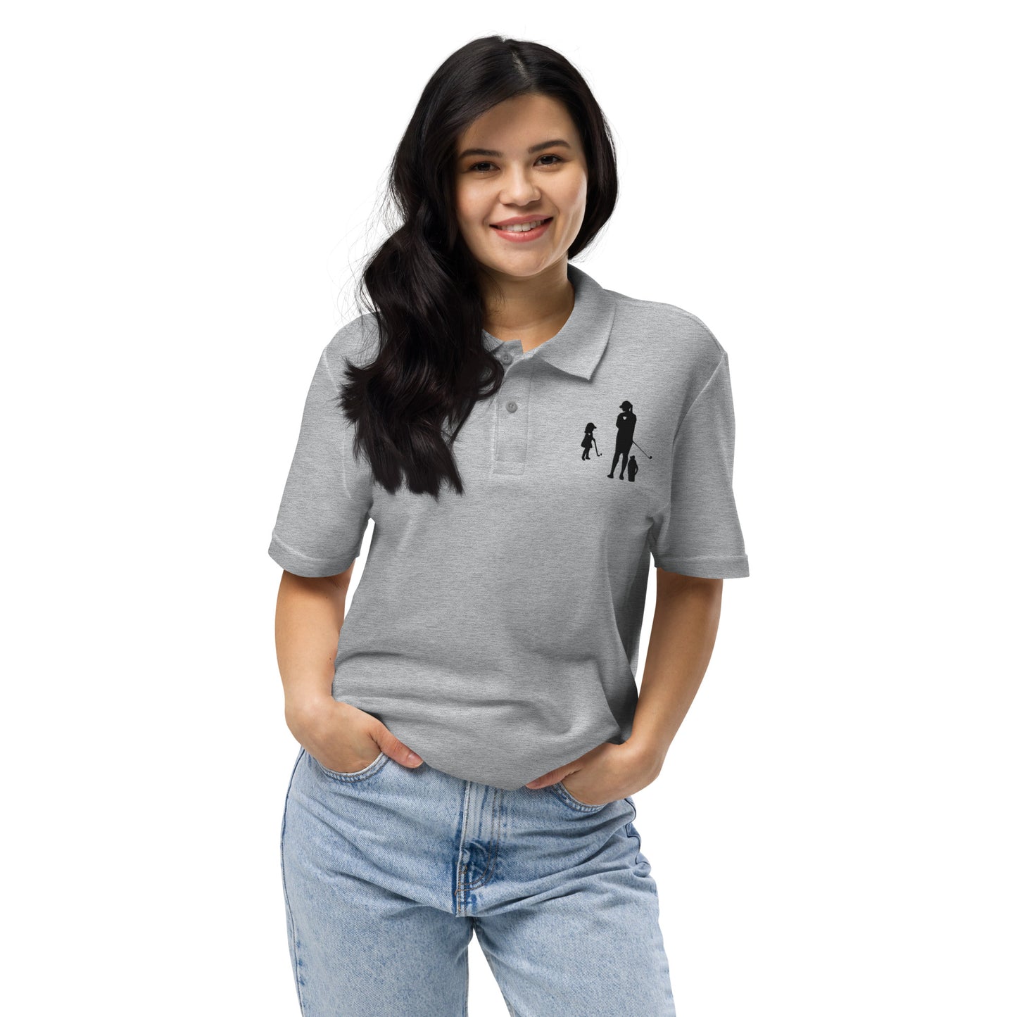 Womens pique polo shirt GM (Black Logo)