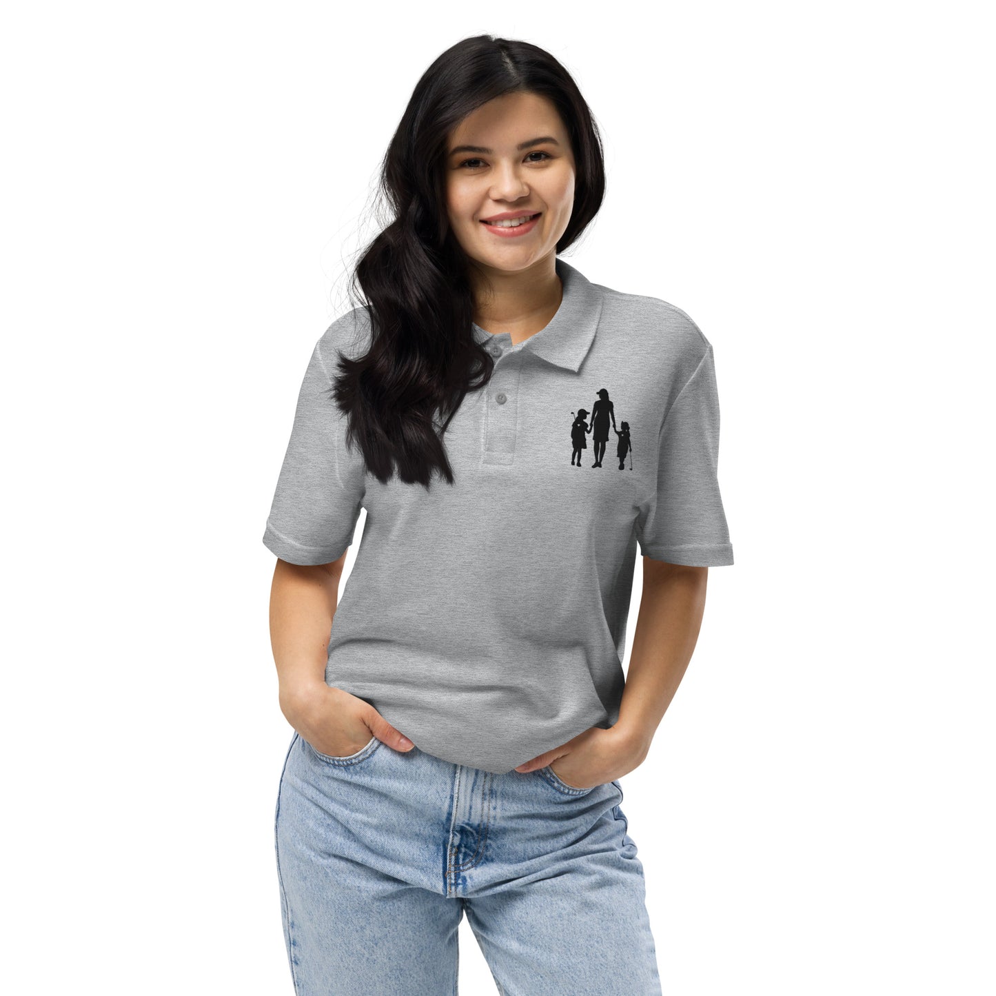 Womens pique polo shirt GMG (Black Logo)