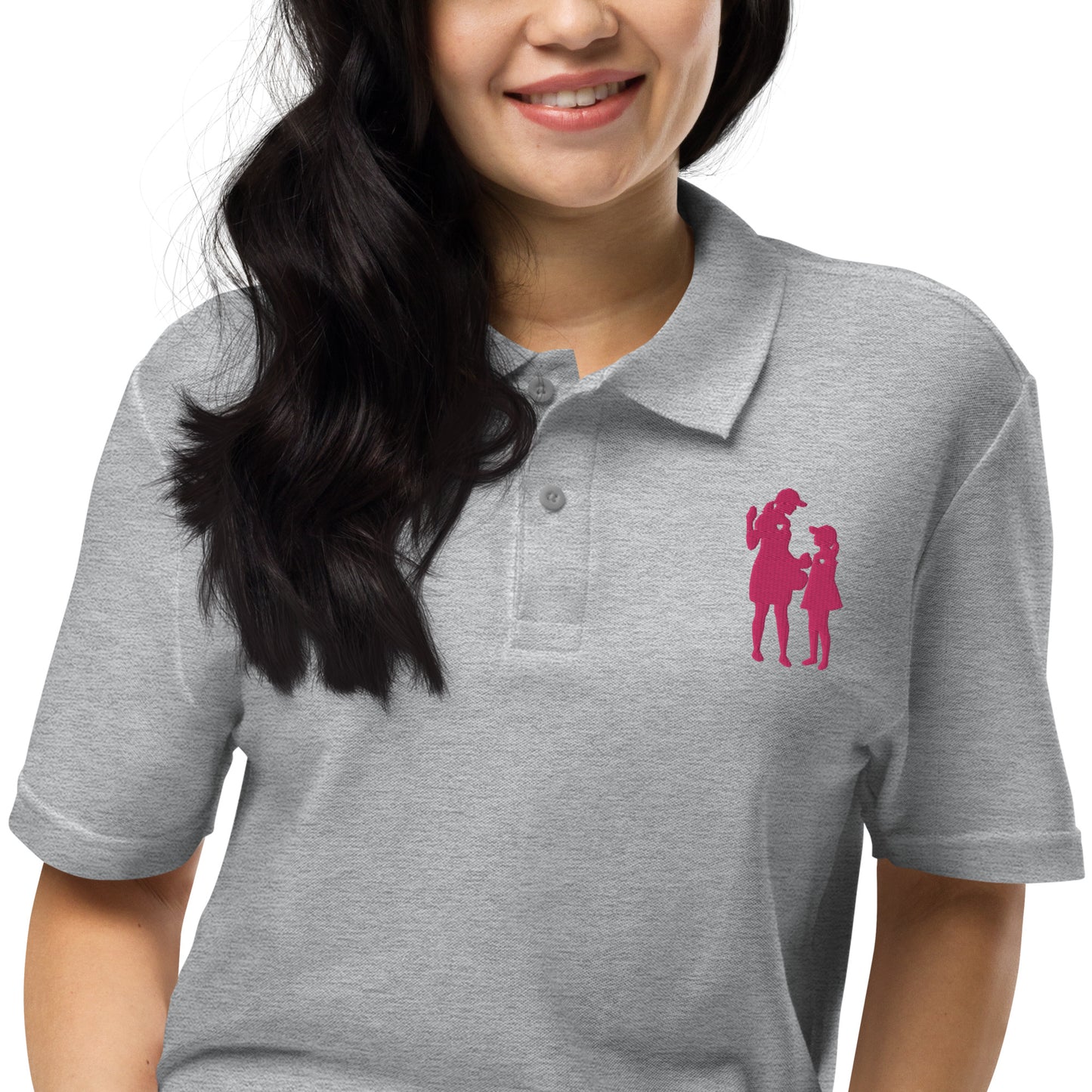 Womens pique polo shirt MG (Pink Logo)