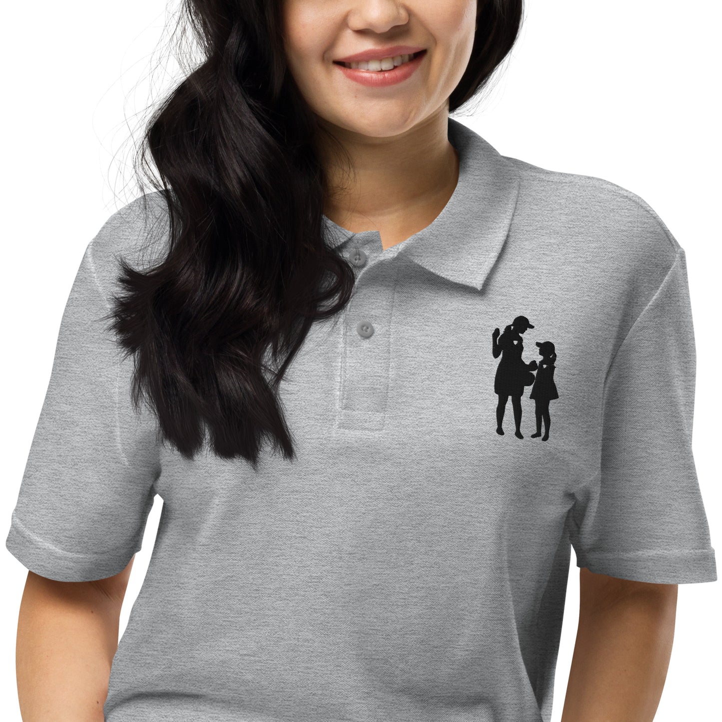 Womens pique polo shirt MG (Black Logo)