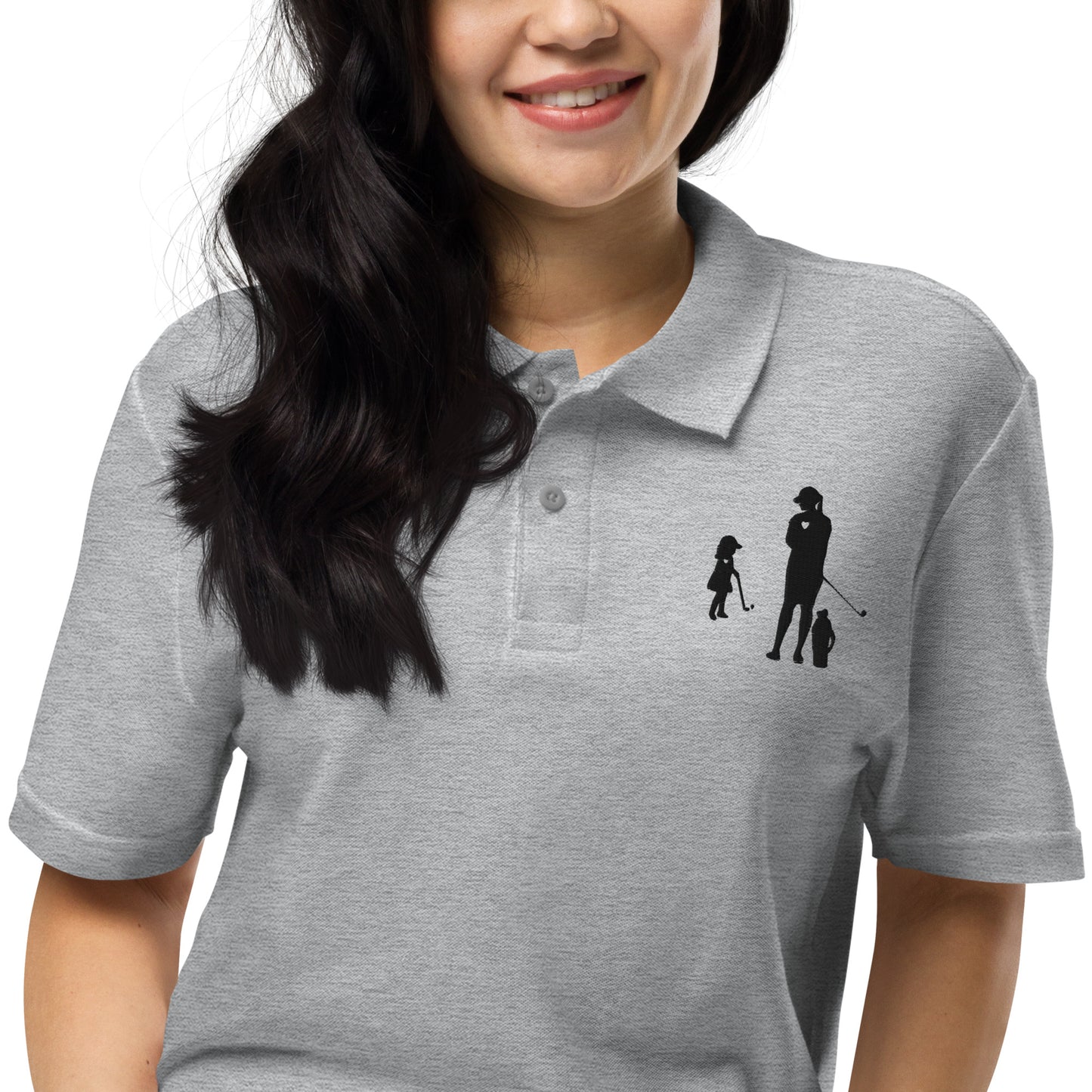Womens pique polo shirt GM (Black Logo)