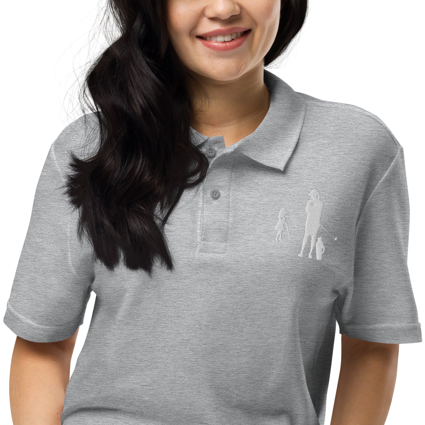 Womens pique polo shirt GM (White Logo)