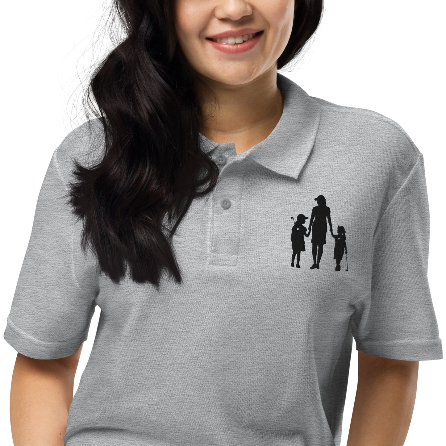 Womens pique polo shirt GMG (Black Logo)