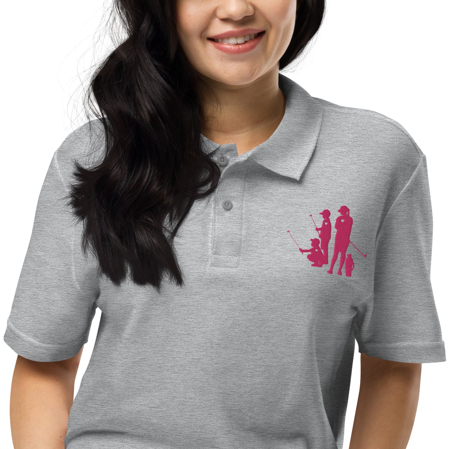 Womens pique polo shirt BBM_A (Pink Logo)