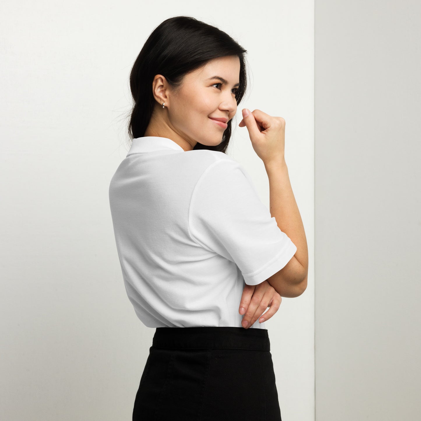 Womens pique polo shirt GM (Black Logo)