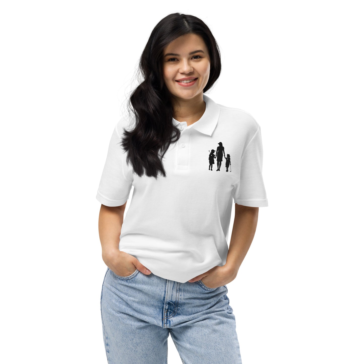 Womens pique polo shirt GMG (Black Logo)