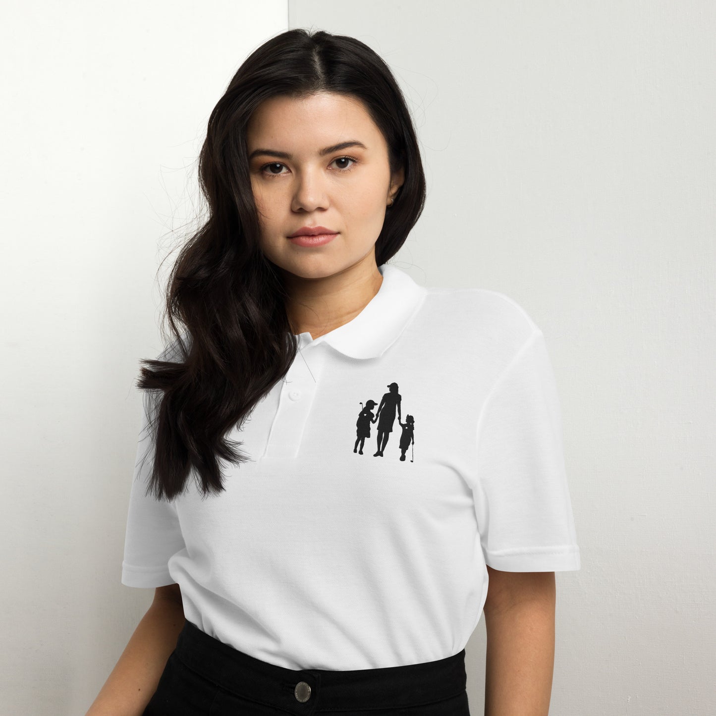 Womens pique polo shirt GMG (Black Logo)