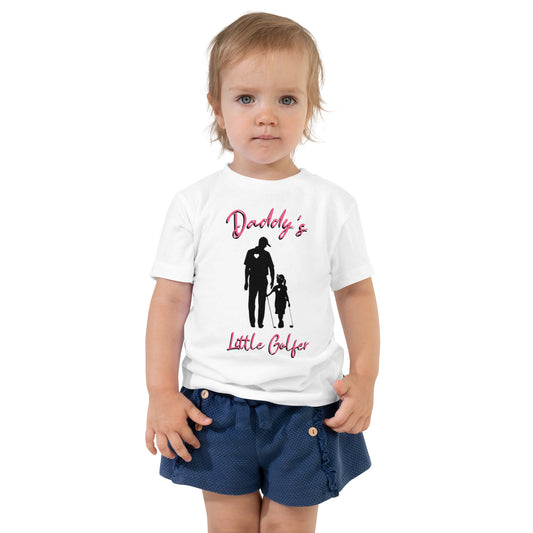 Toddler Short Sleeve Tee "Daddy's Little Golfer" DG (Black Logo w/Pink Text)