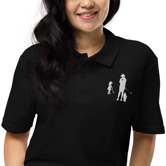 Womens pique polo shirt GM (White Logo)