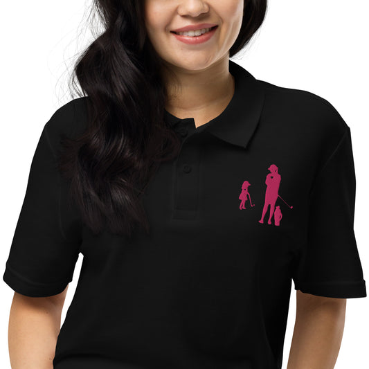 Womens pique polo shirt GM (Pink Logo)