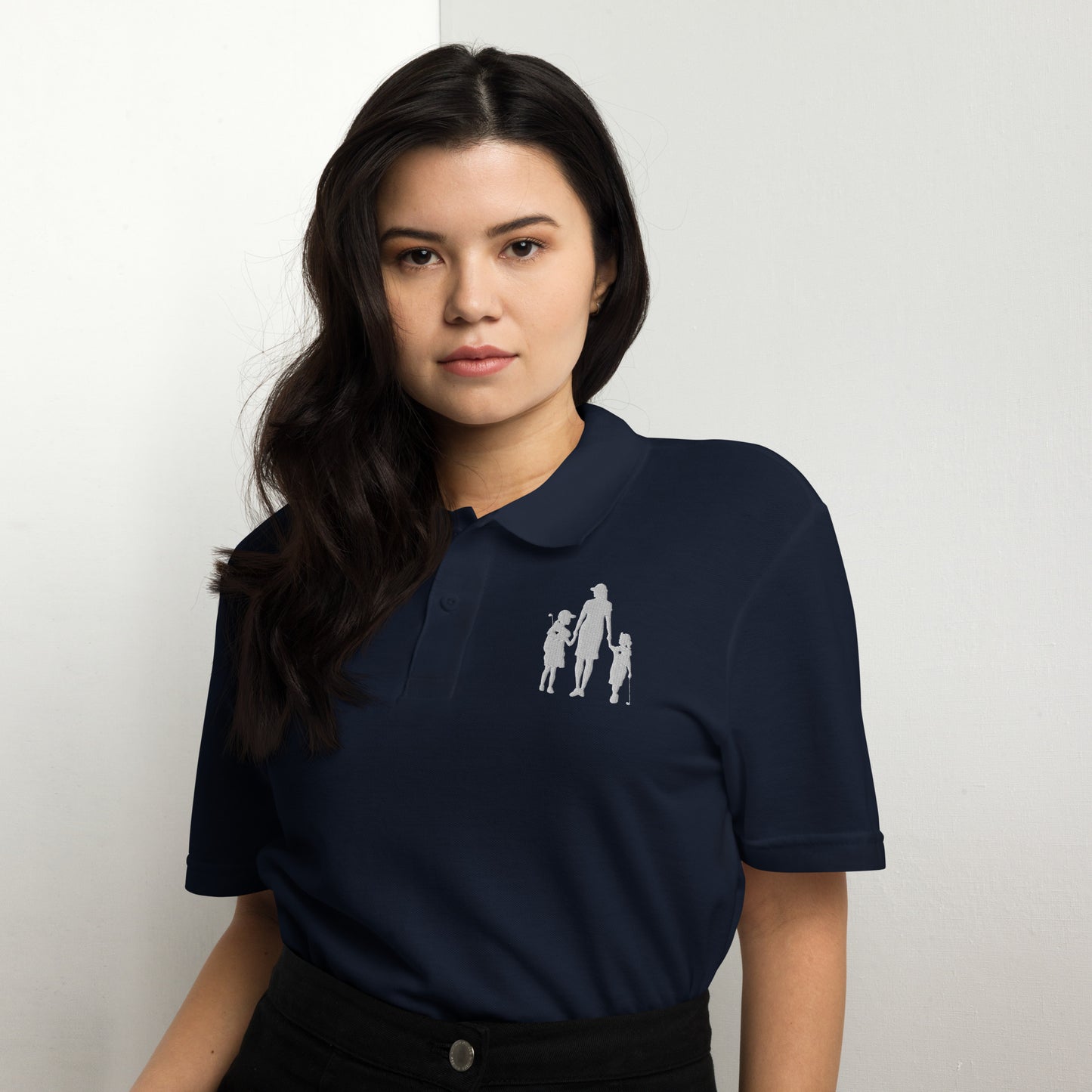 Womens pique polo shirt GMG (White Logo)