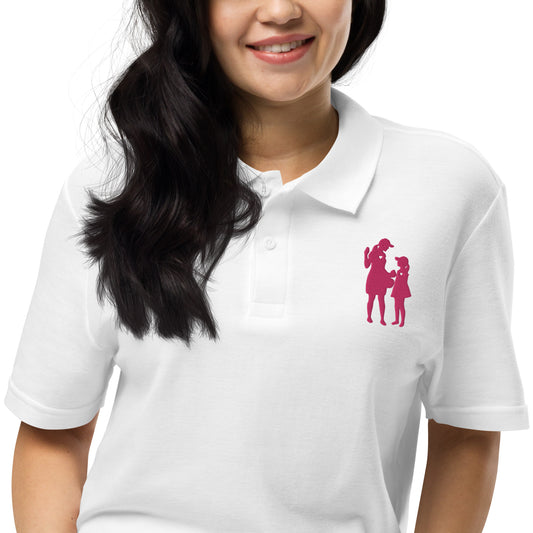 Womens pique polo shirt MG (Pink Logo)