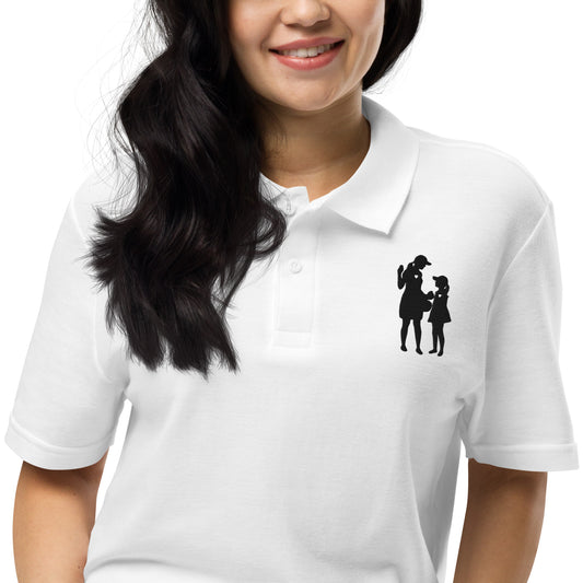 Womens pique polo shirt MG (Black Logo)