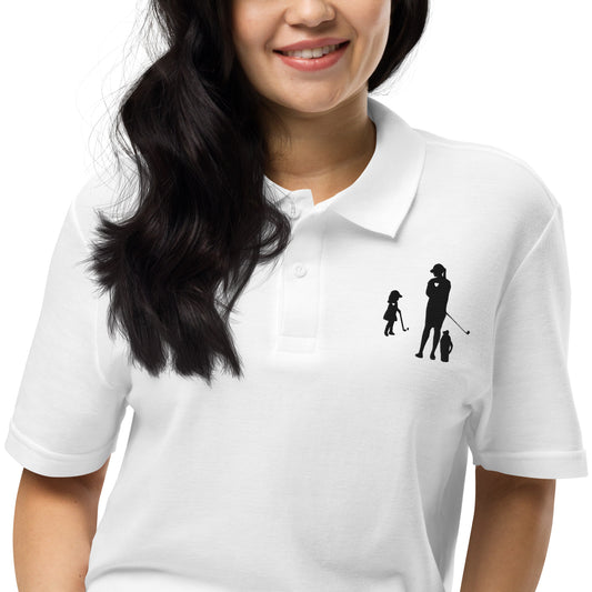 Womens pique polo shirt GM (Black Logo)
