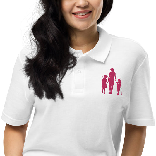 Womens pique polo shirt GMG (Pink Logo)